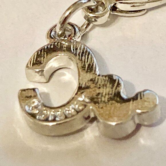 Vintage Disney Pink Crystal Mickey Mouse Ears Charm Clip On Initial Letter C - Picture 8 of 10